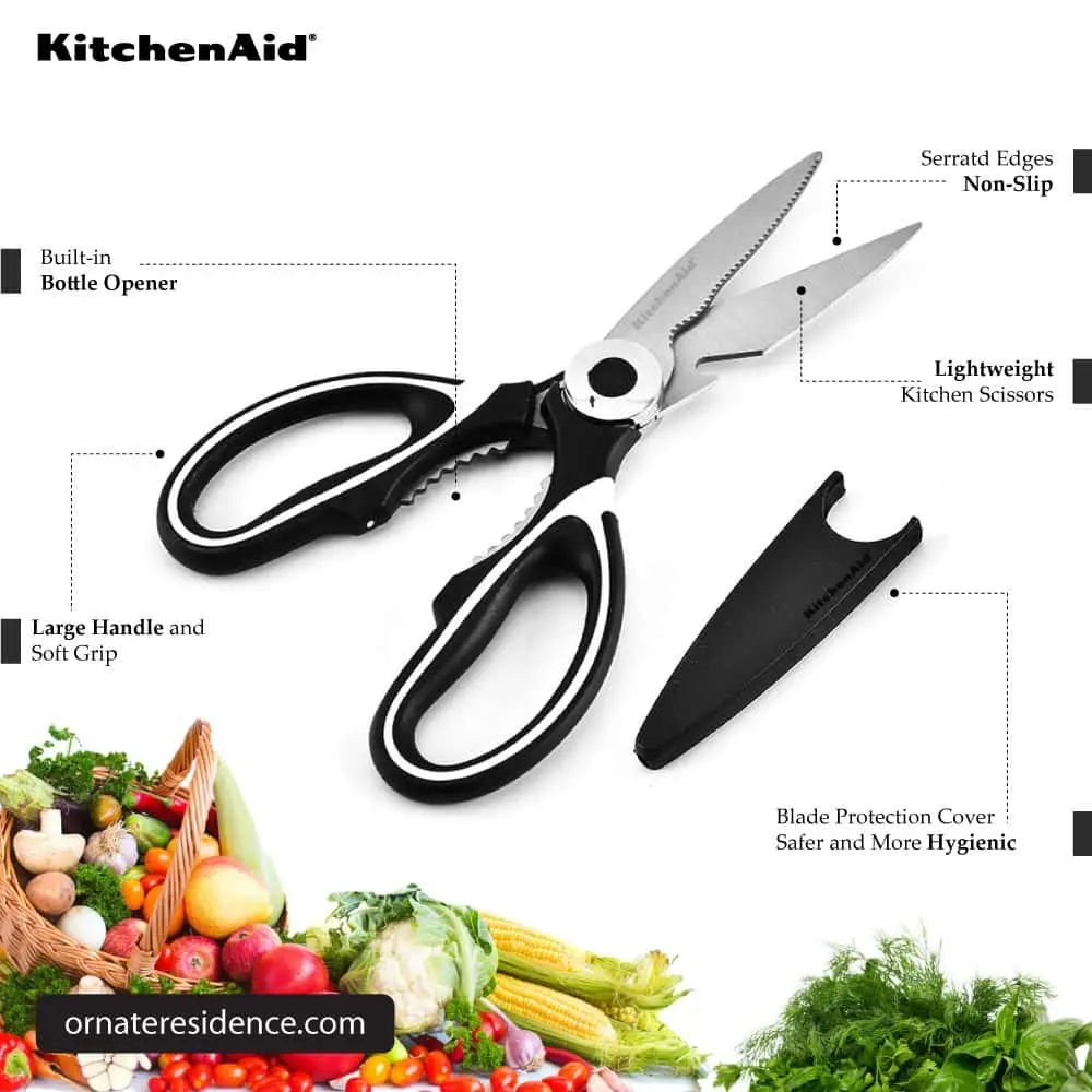 Kitchenaid All Purpose Shears With Protective Sheath, Black